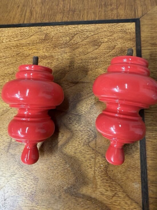 Pottery Barn Other - Vtg 2000s Pottery Barn Drapery Rod Finials Set of 2 Glossy Red Modern Colorful